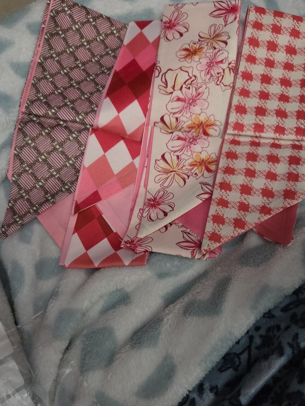 Pink Patterned Twilly Scarf Set 4 Pack NWOT